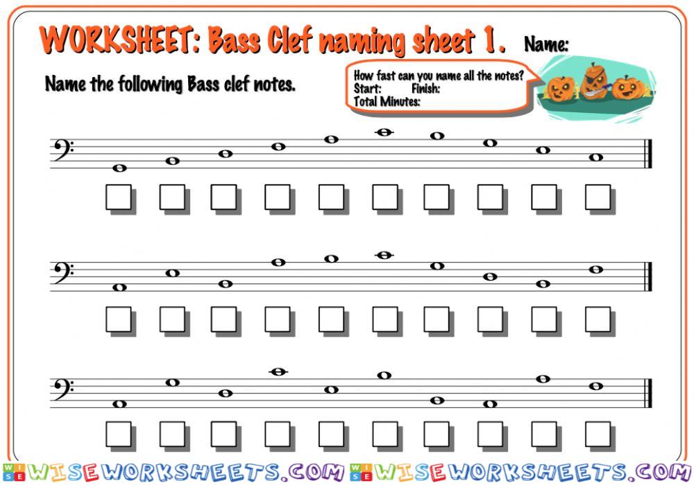 Bass Clef Note Name Worksheet -1