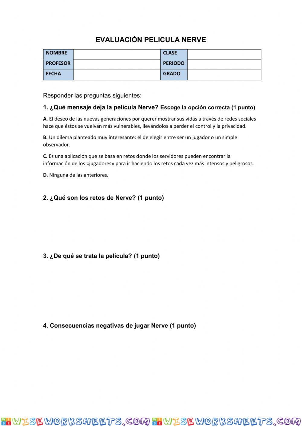 Examen Informática Película NERVE