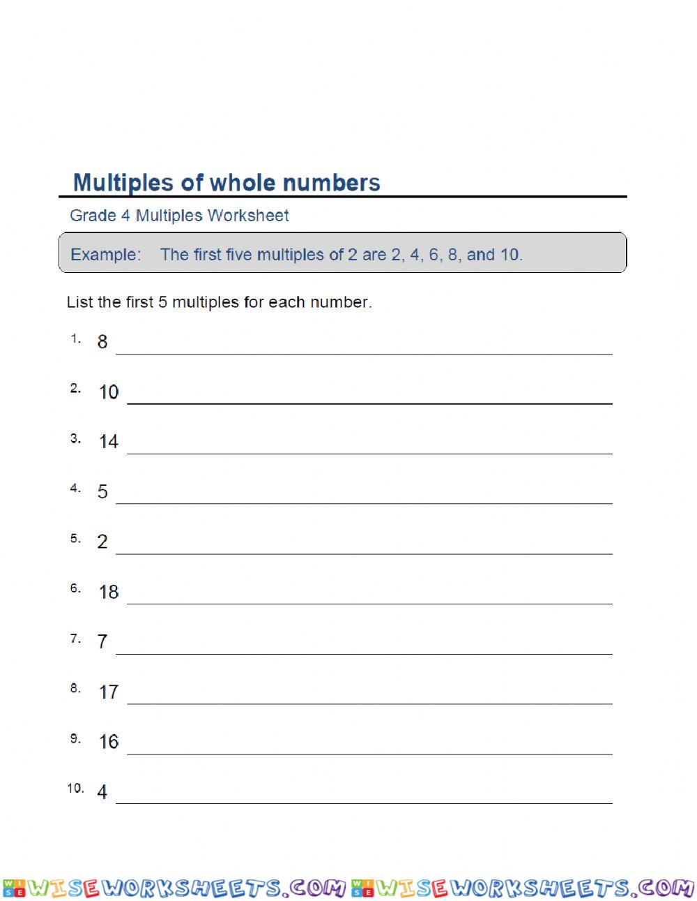 Multiples of whole numbers