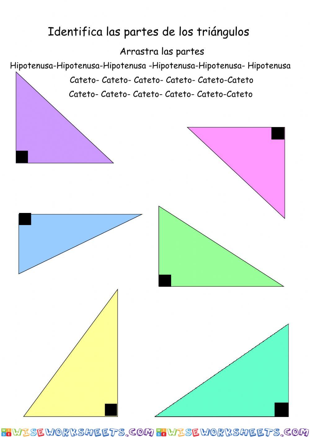 Identifica catetos y hipotenusa