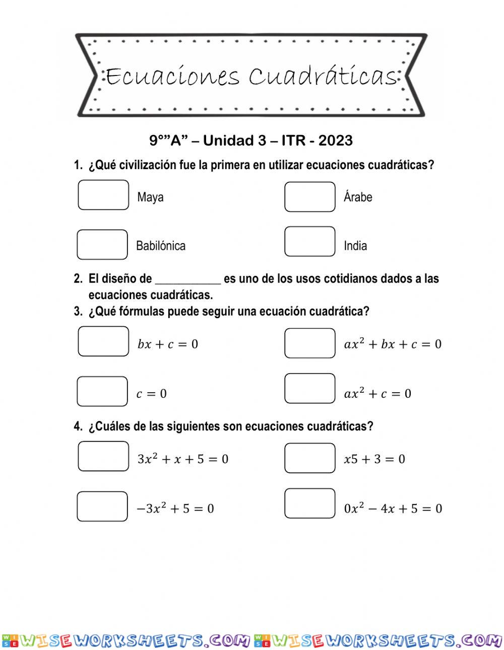 Ecuaciones Cuadráticas