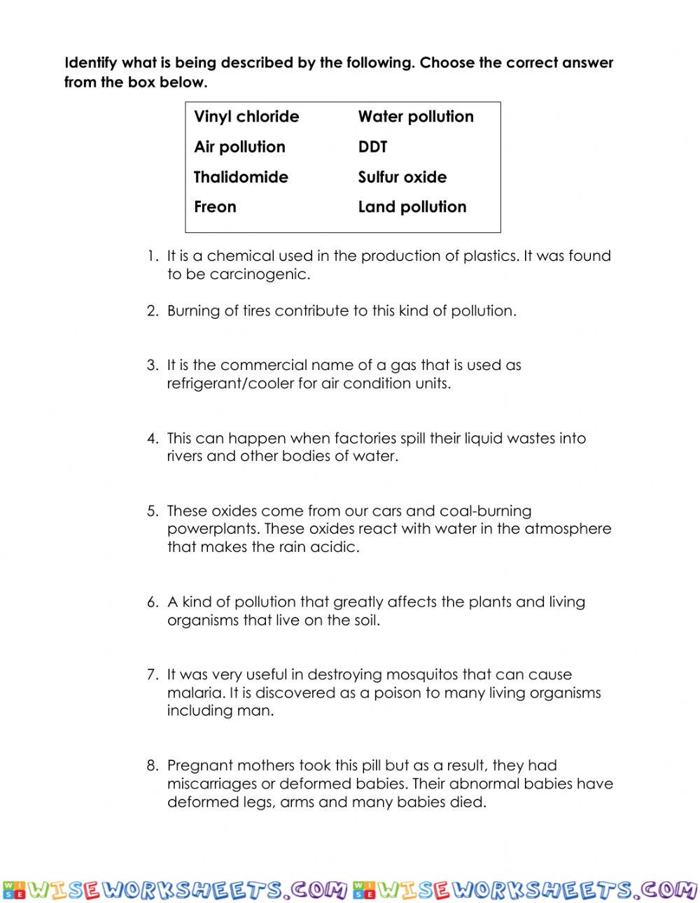 Chemicals and Pollution Activity