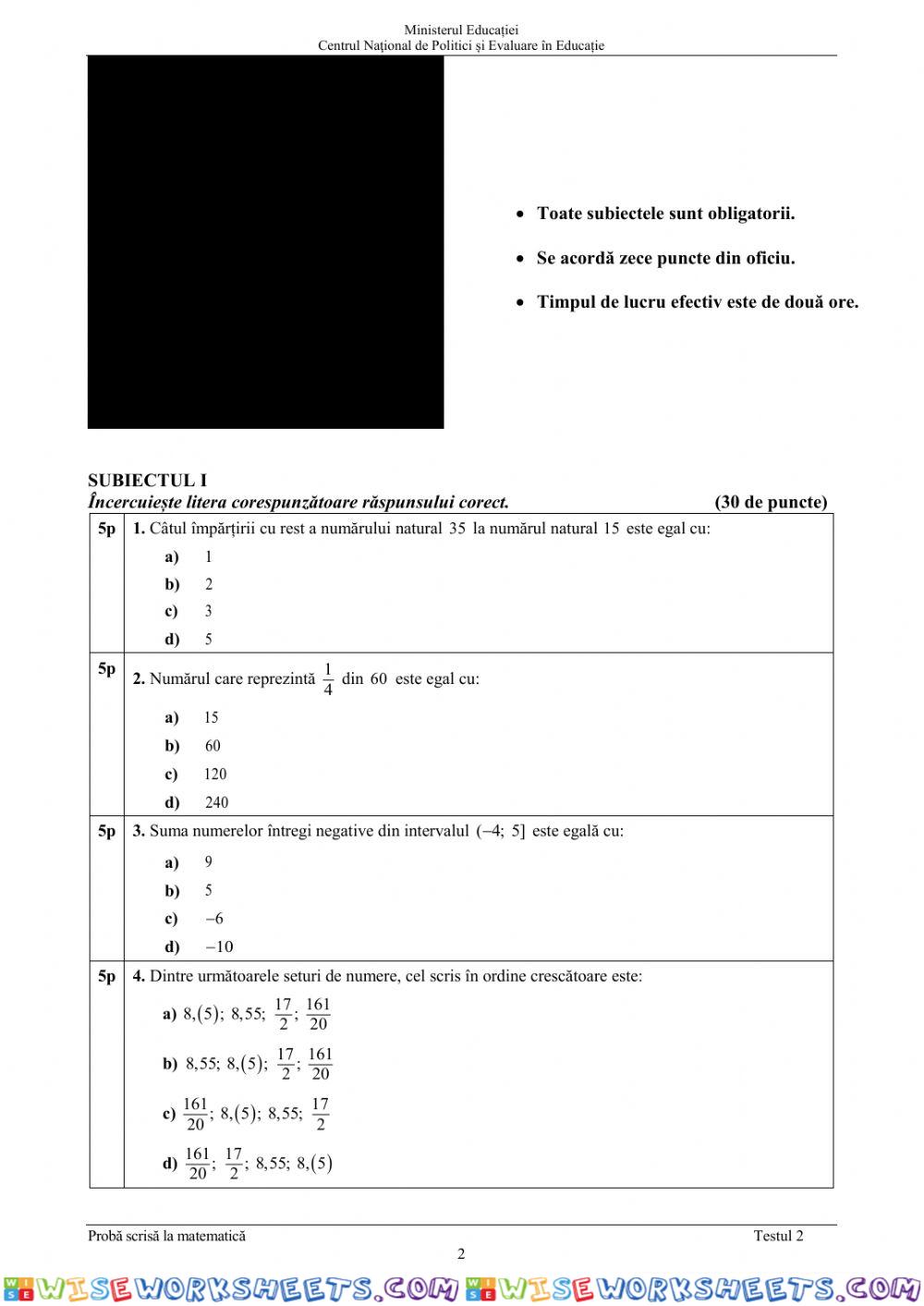 Test2-2022EN matematica MEN