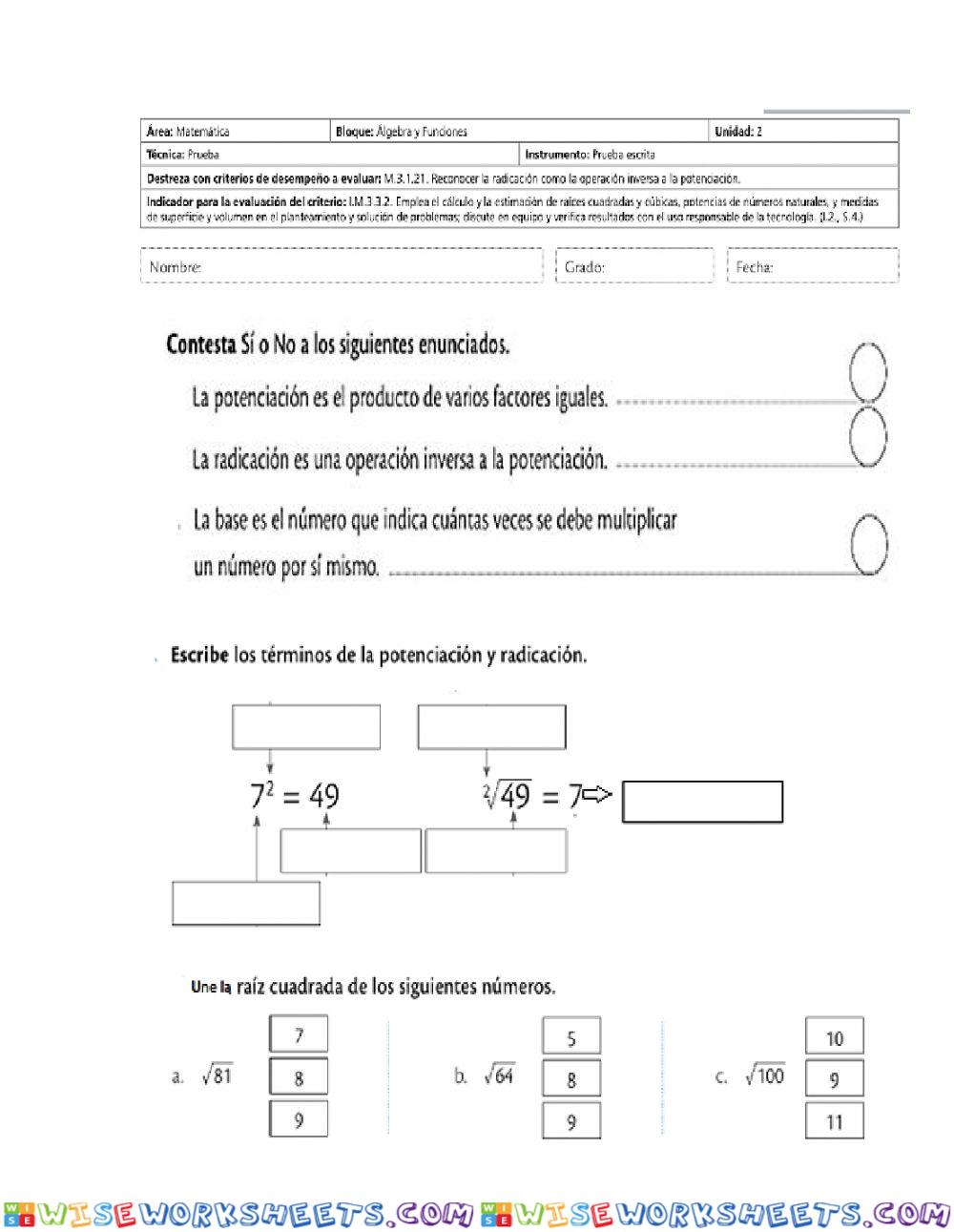 Potencias y radicaciones