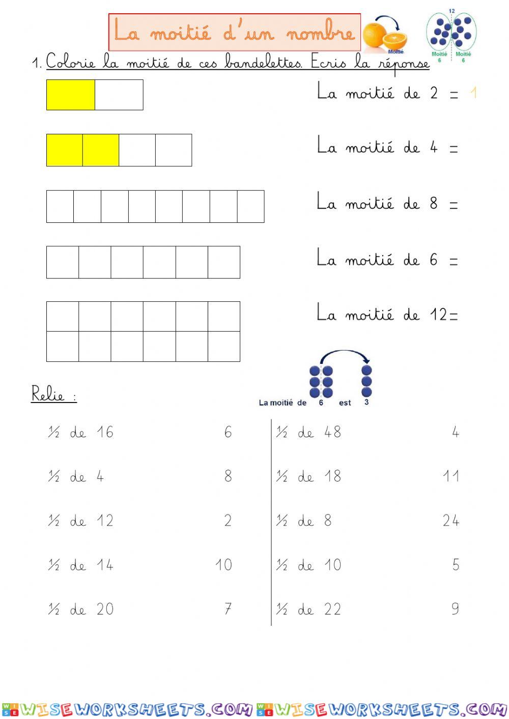 La moitié d'un nombre