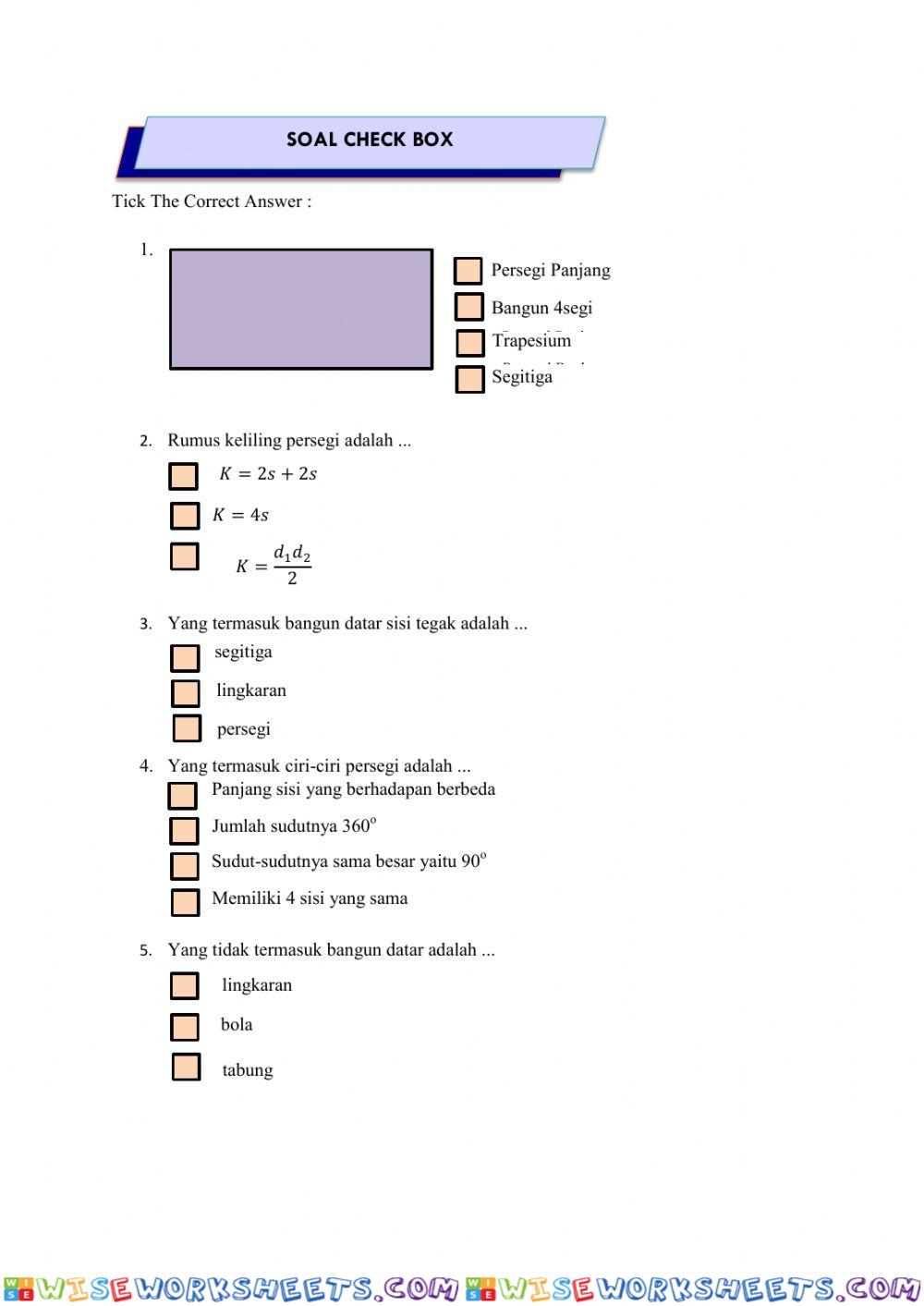 LKPD Soal Check Box