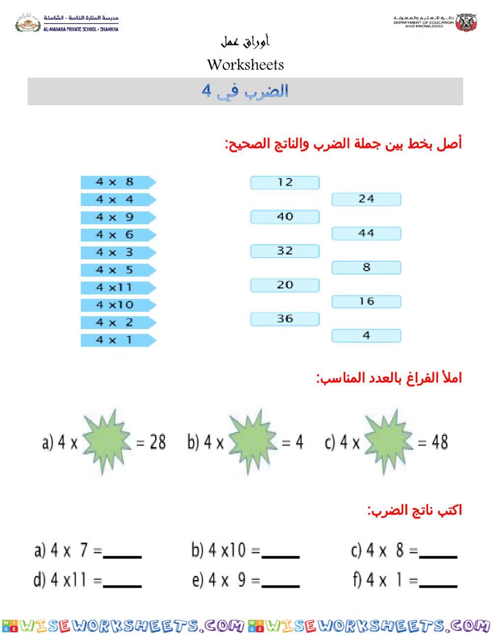 الضرب في 4