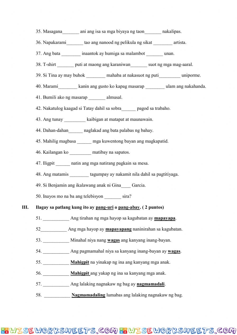 worksheet