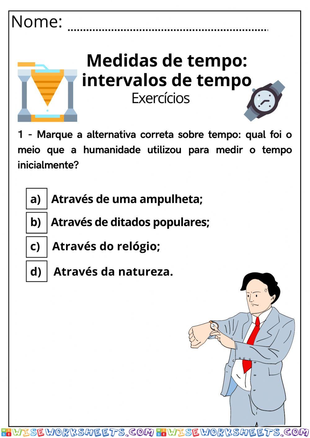 Medidas de tempo: intervalos de tempo