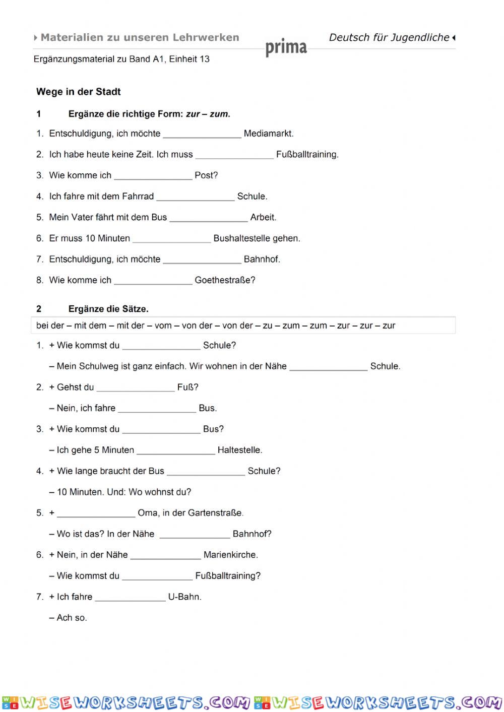 Dativpräpositionen, Orientierung