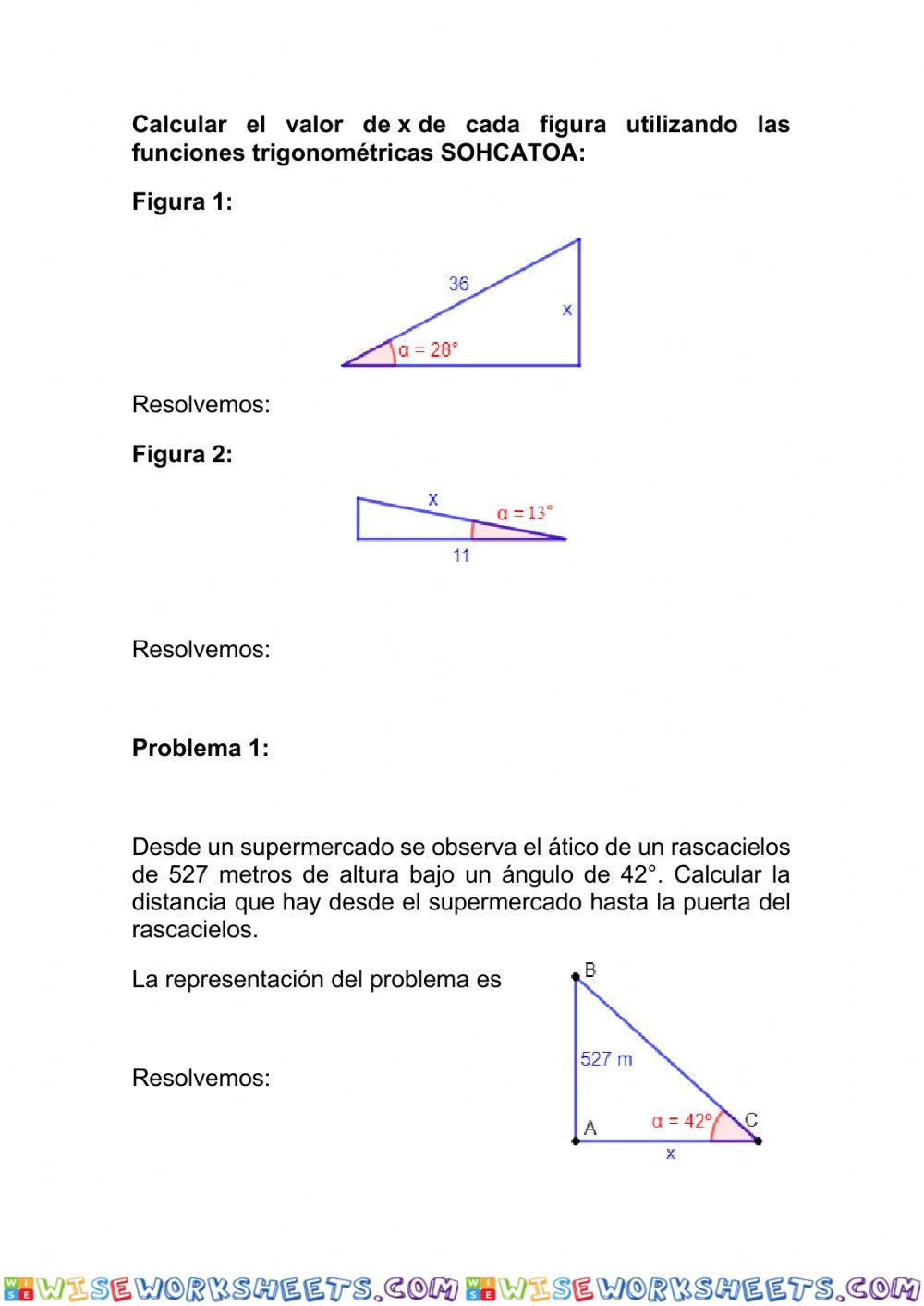 Calcula catetos con sohcatoa