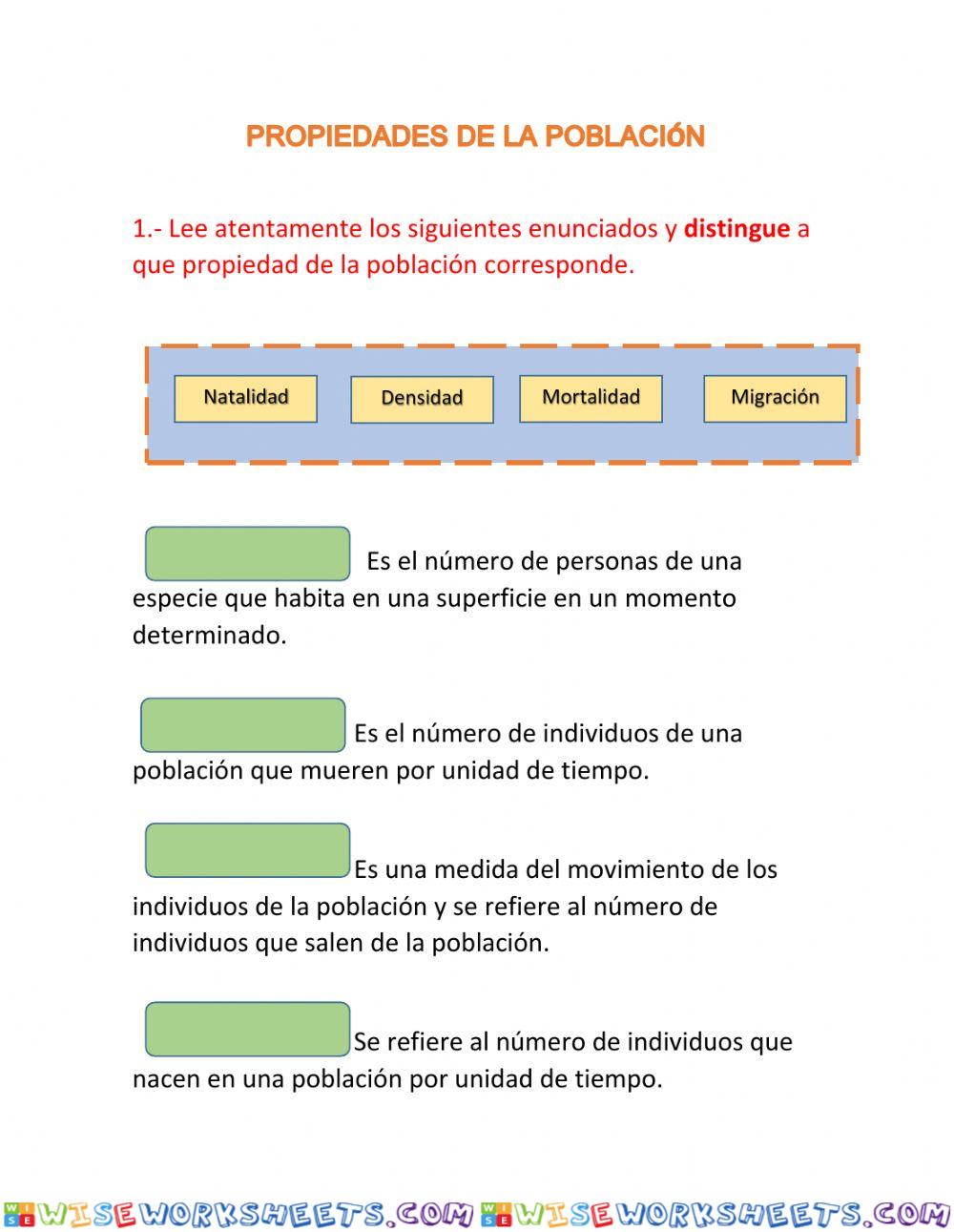 Propiedades de la población