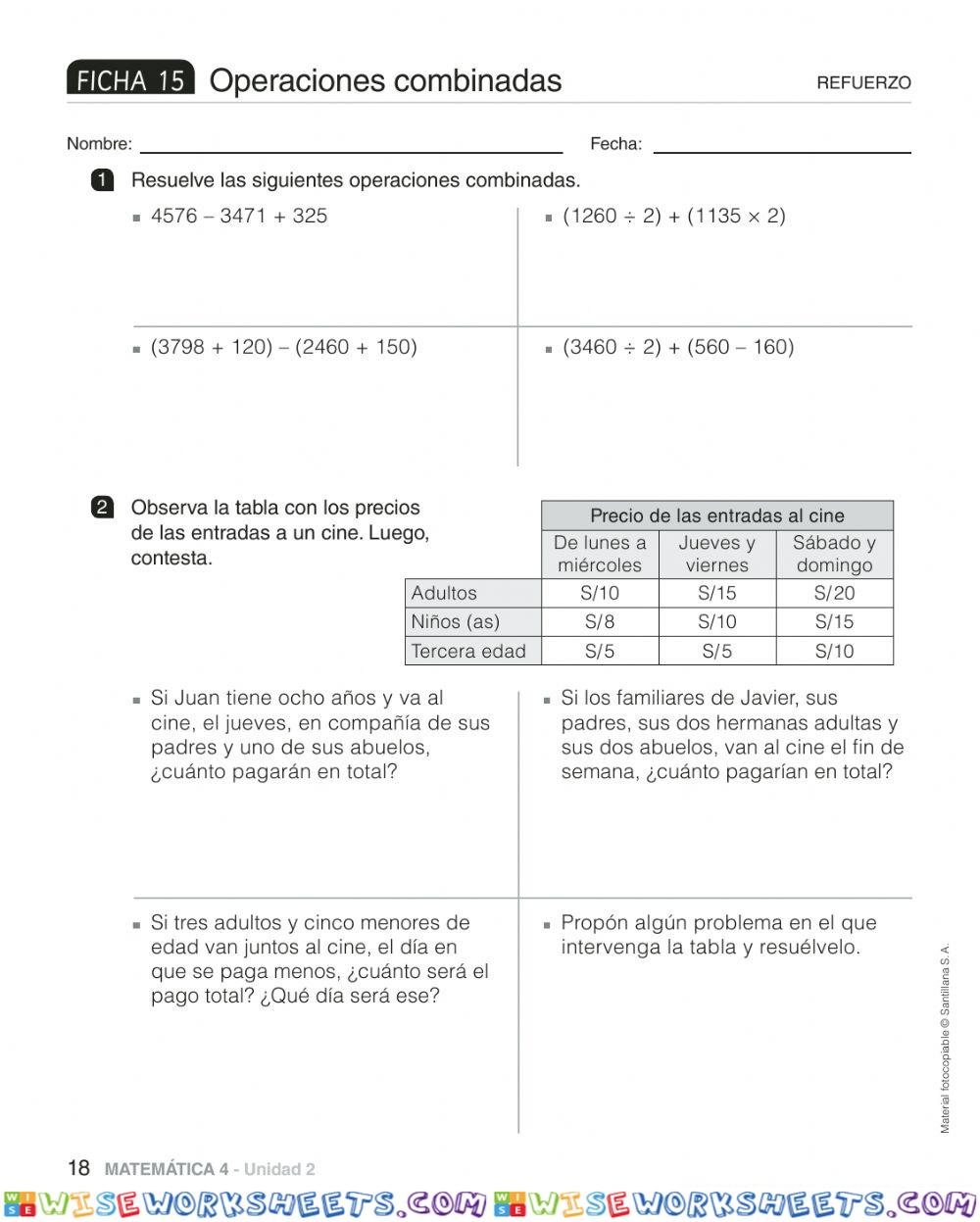 Operaciones combinadas