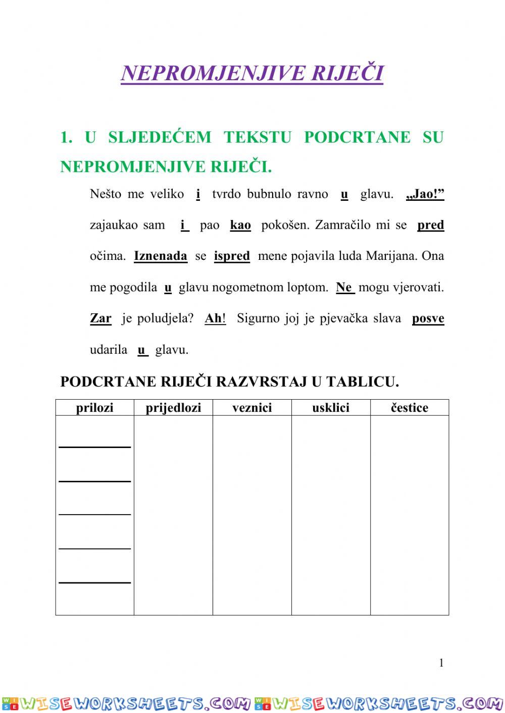 Nepromjenjive riječi - 5.