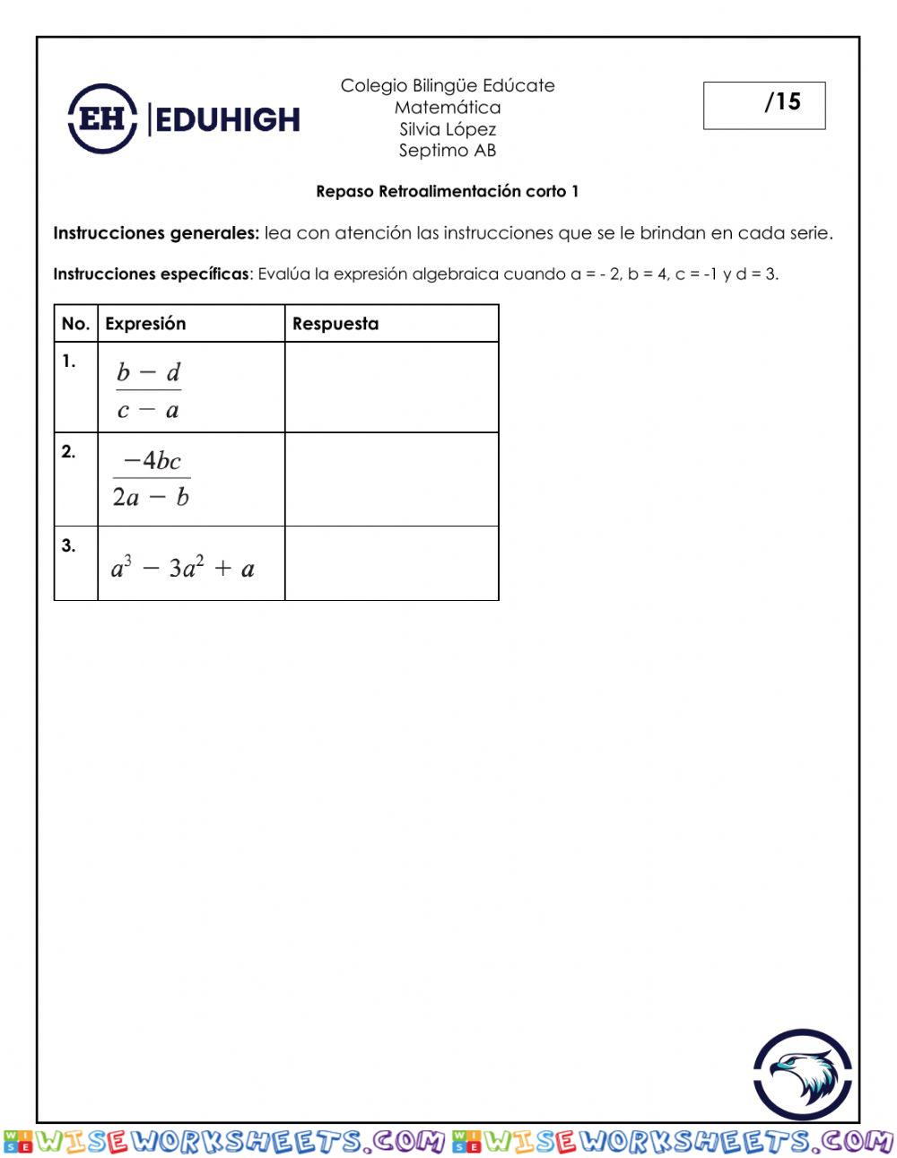 Expresiones algebraicas