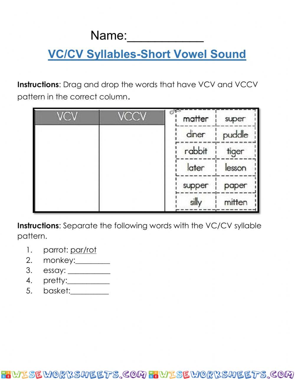 VCCV Syllables