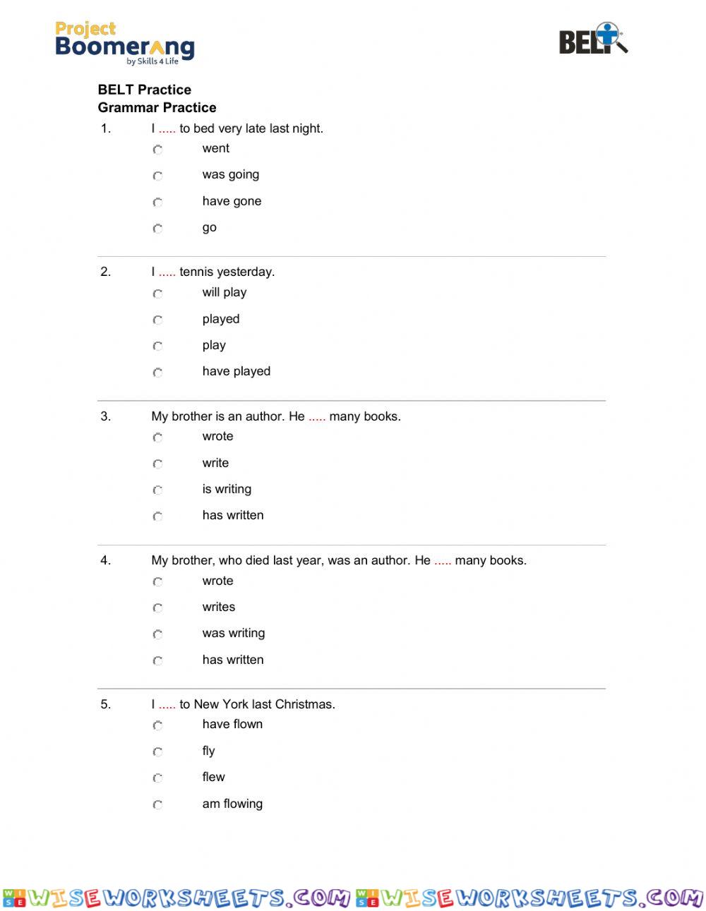 BELT Grammar Practice