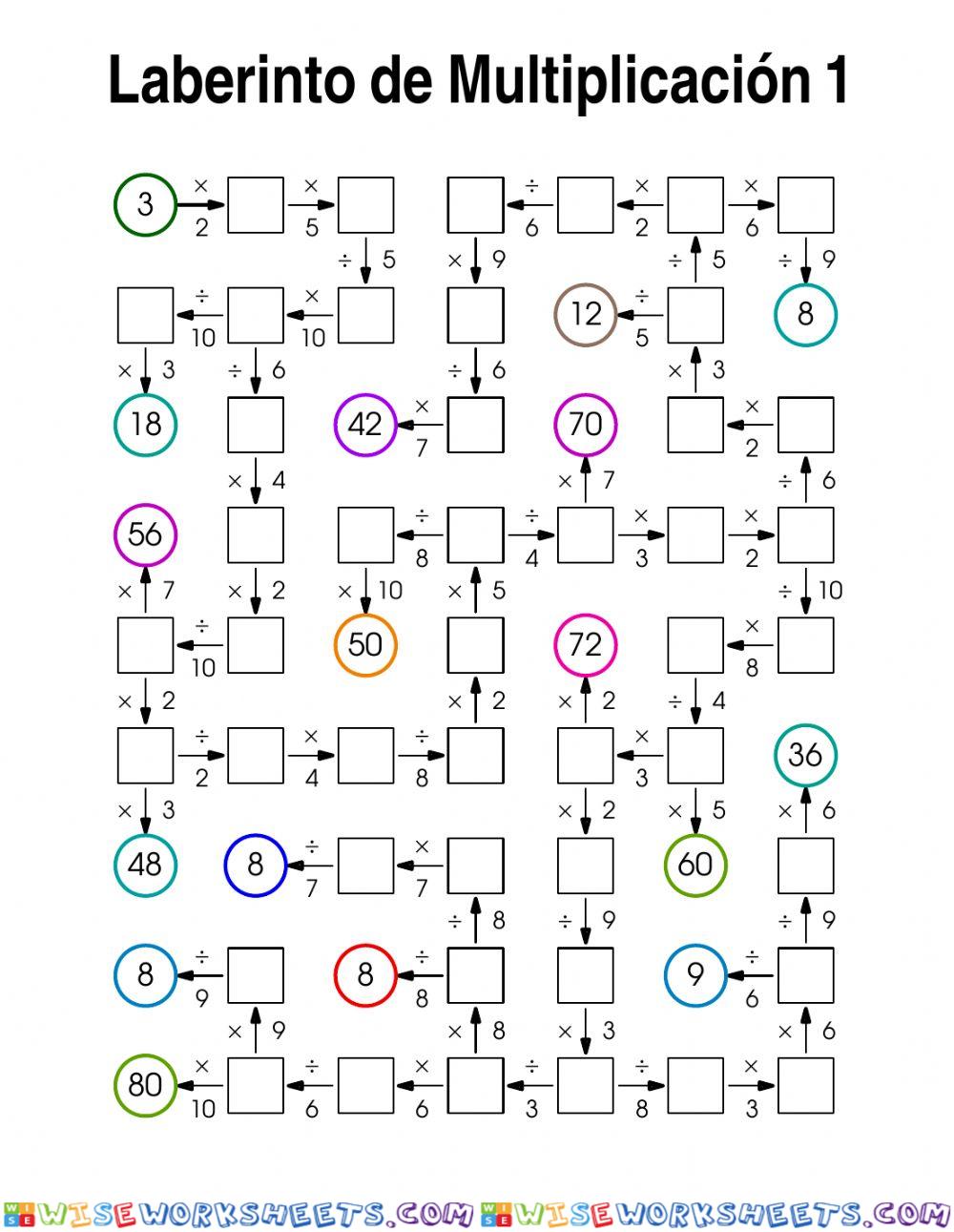 Laberinto multiplicaciones 1