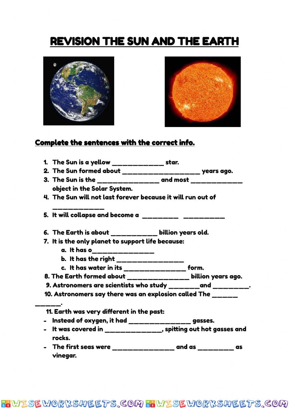 The sun and the earth