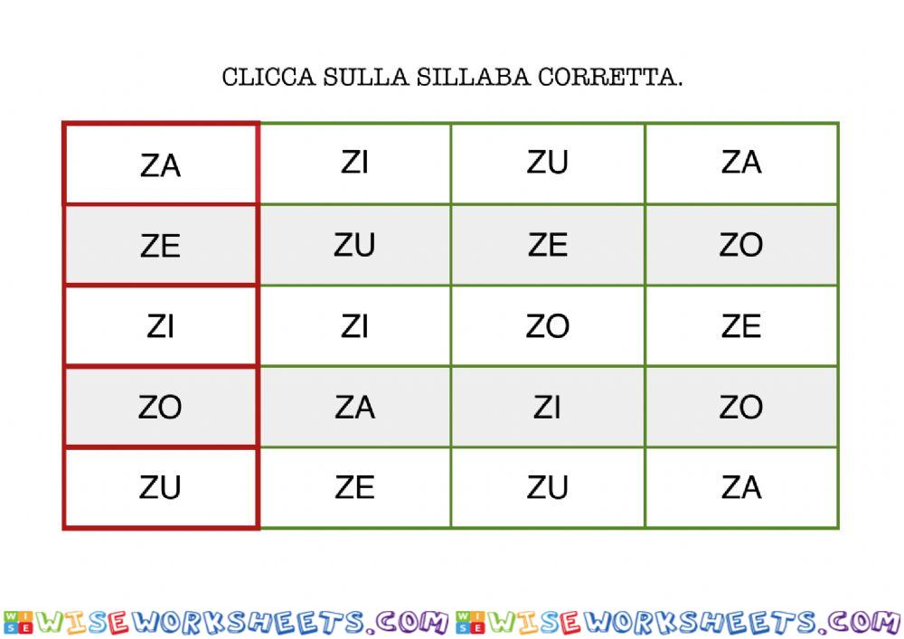 Sillabe di Z