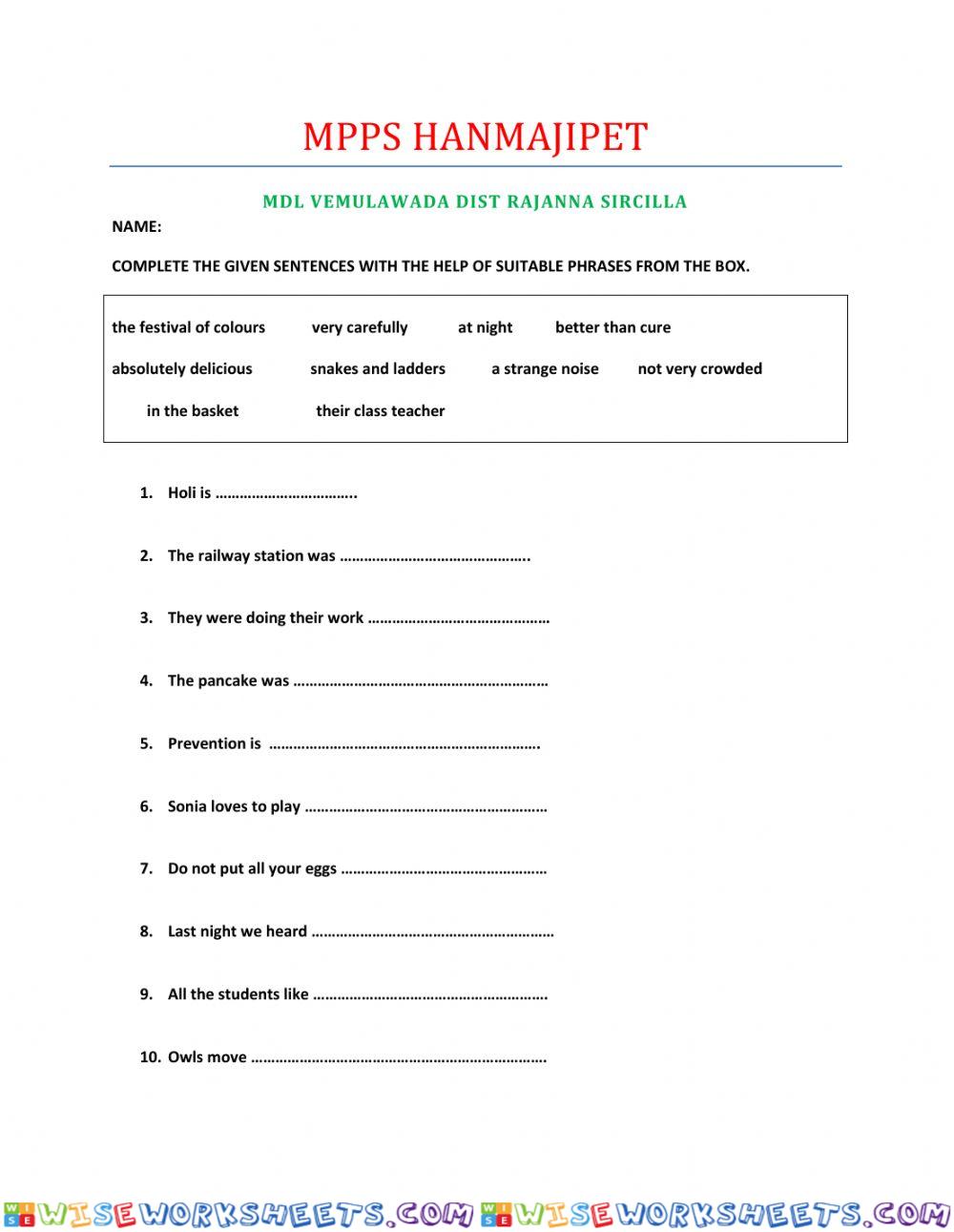 English worksheet