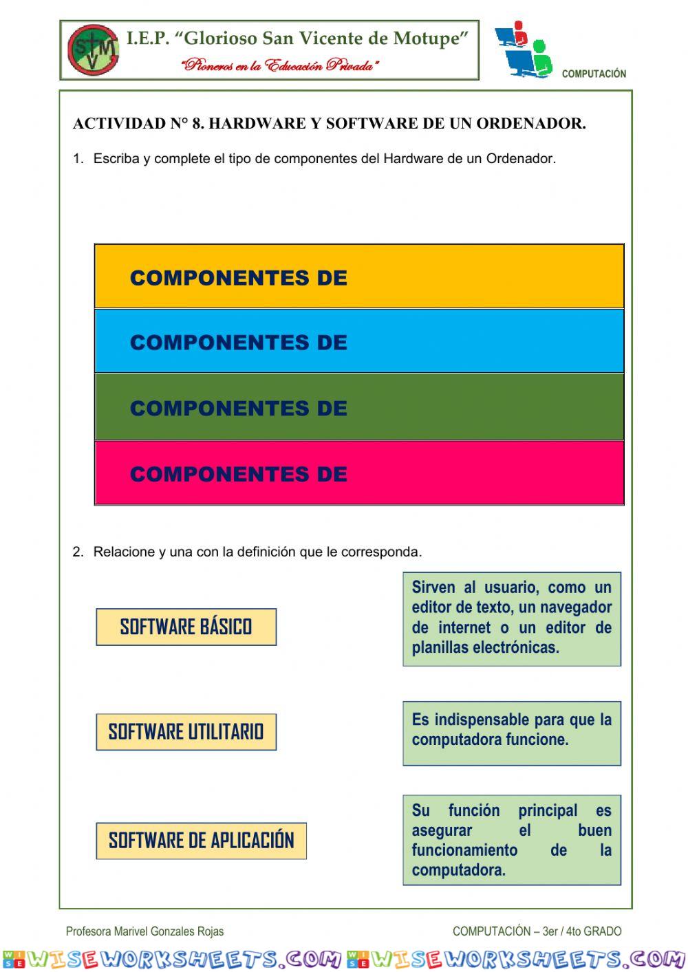 Actividad 8. Hardware y Software de un ordenador.