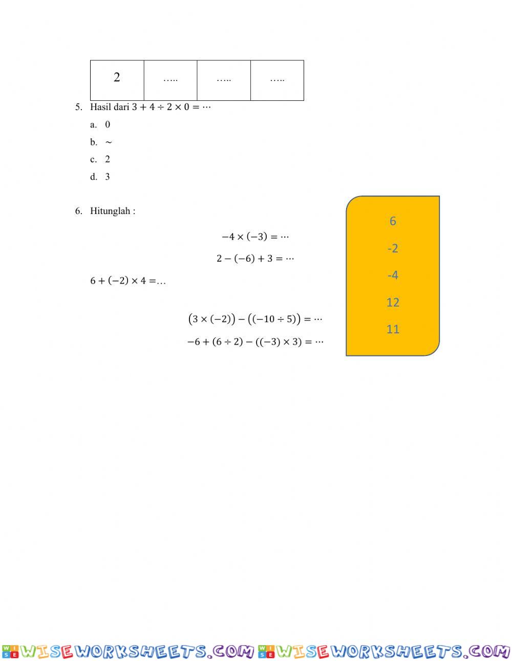 worksheet