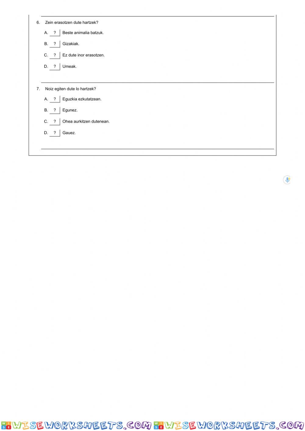 worksheet