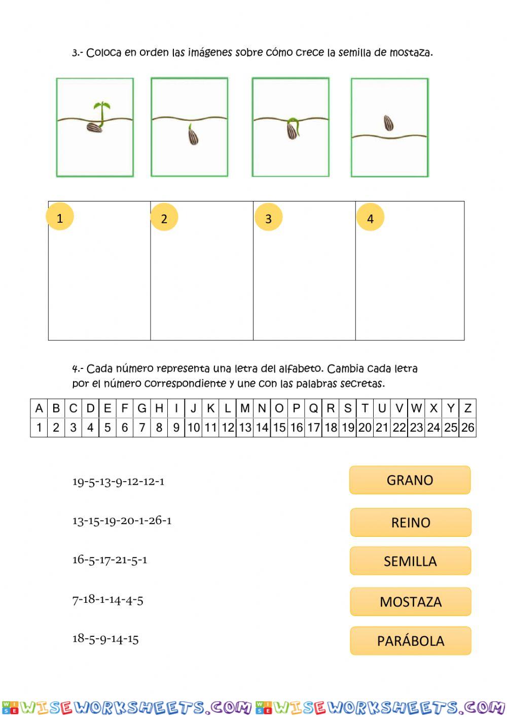 Ficha interactiva: Parábola La semilla de mostaza