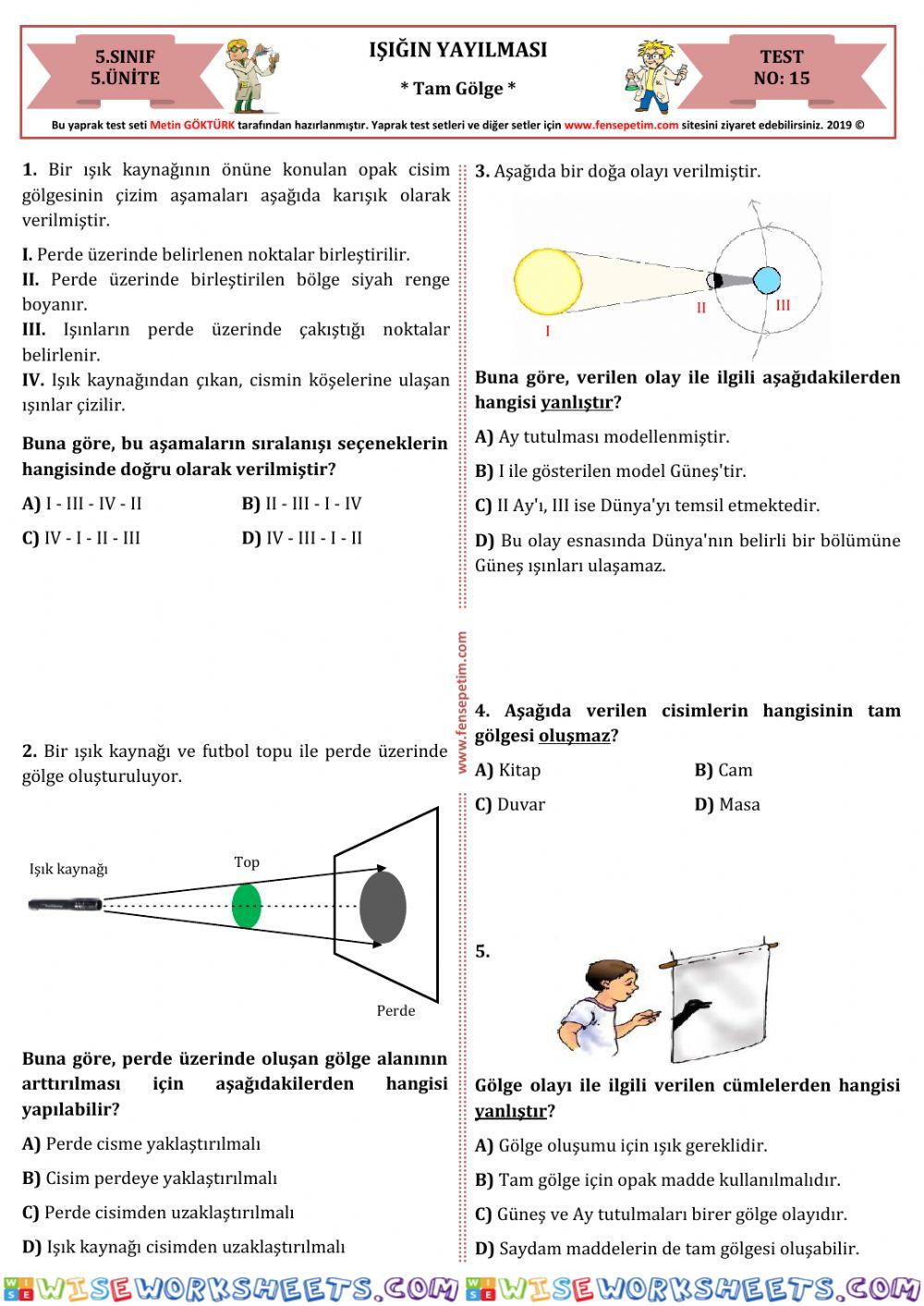 Işiğin yansimasi test 4