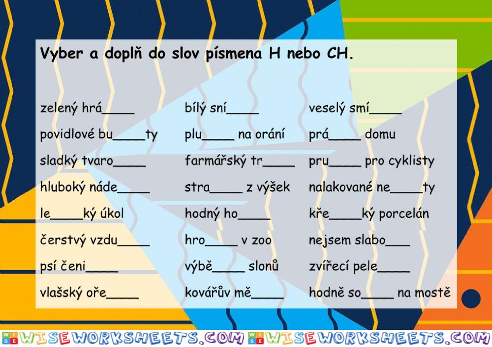 Párové souhlásky H-CH