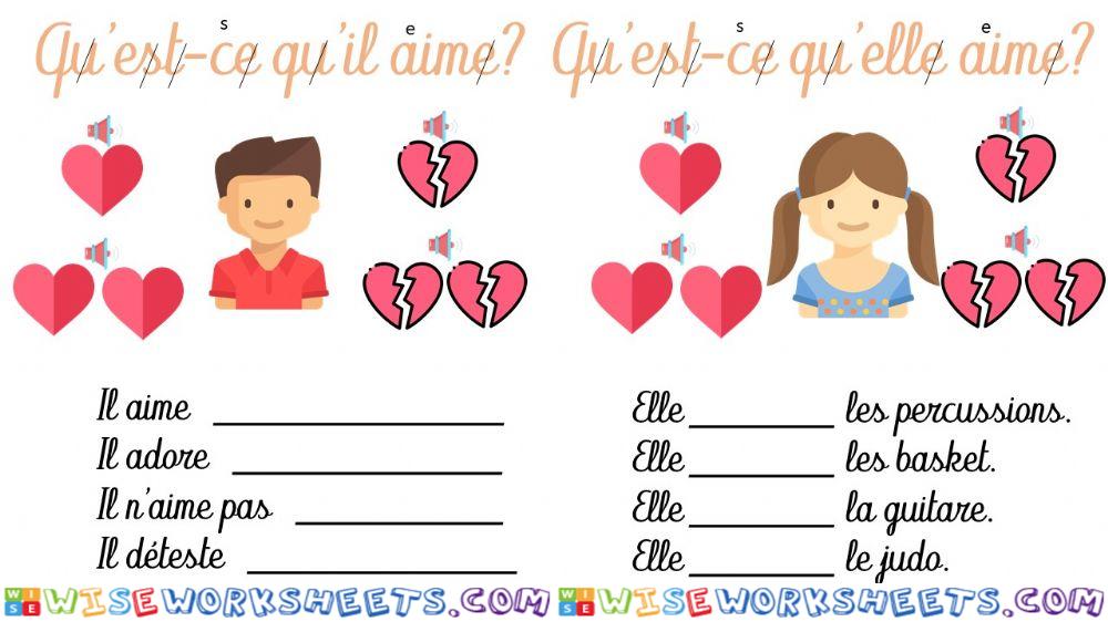 Il aime - elle aime