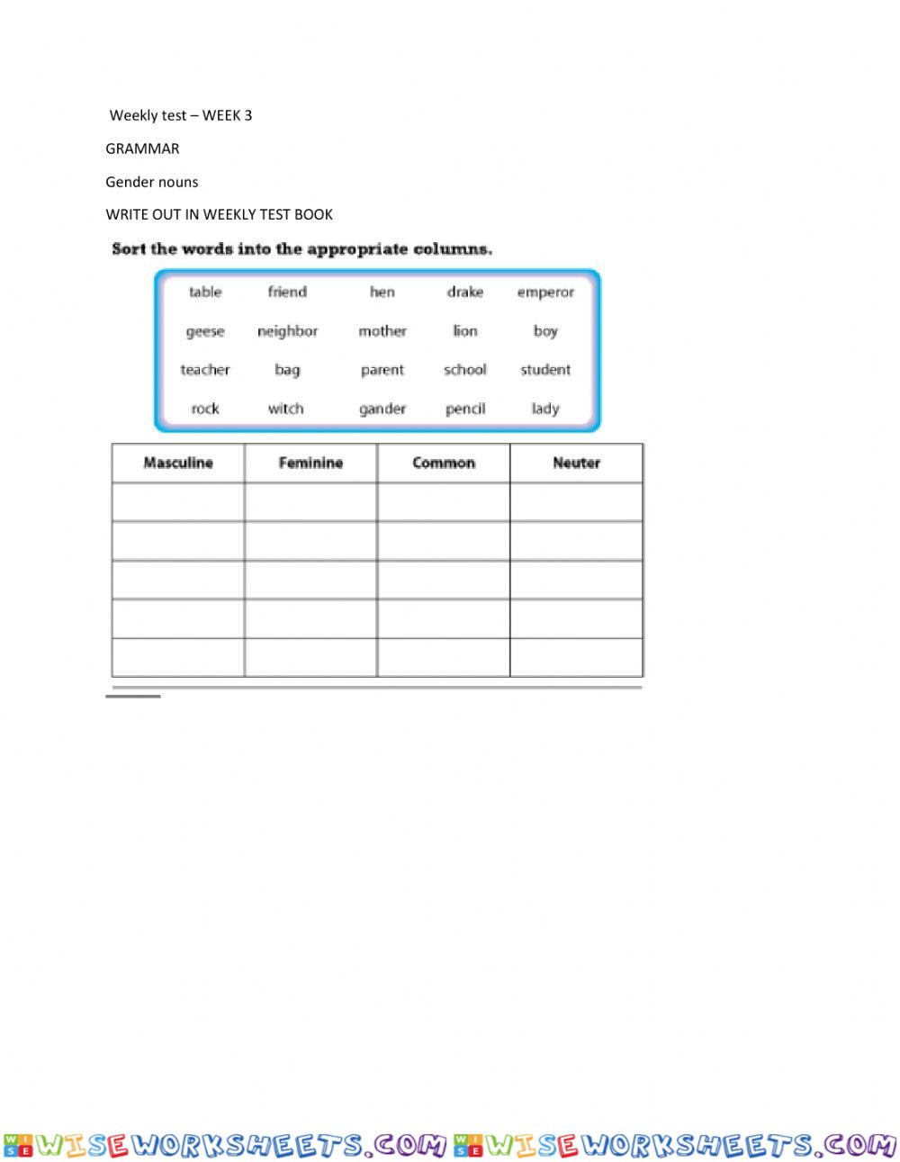 Weekly test gRAMMAR1