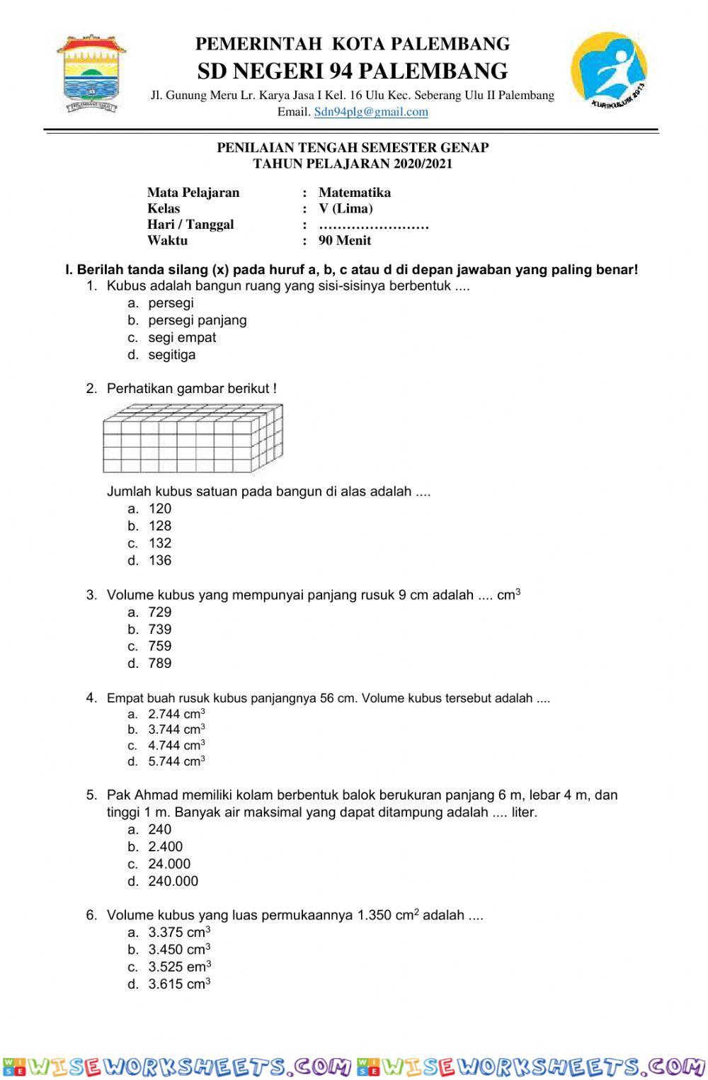 PTS Genap Matematika