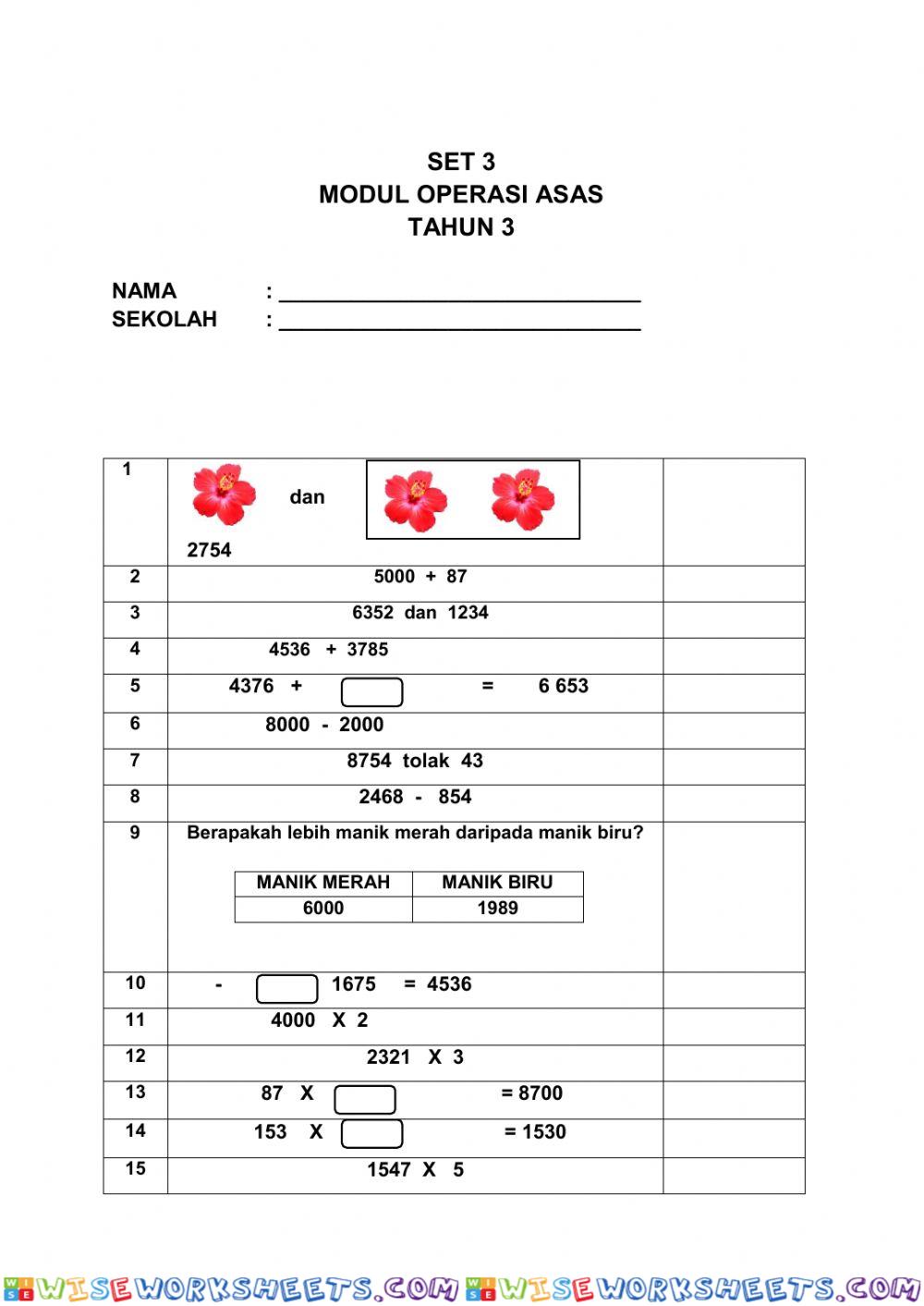 CIF-Operasi asas tahun 3 set 6