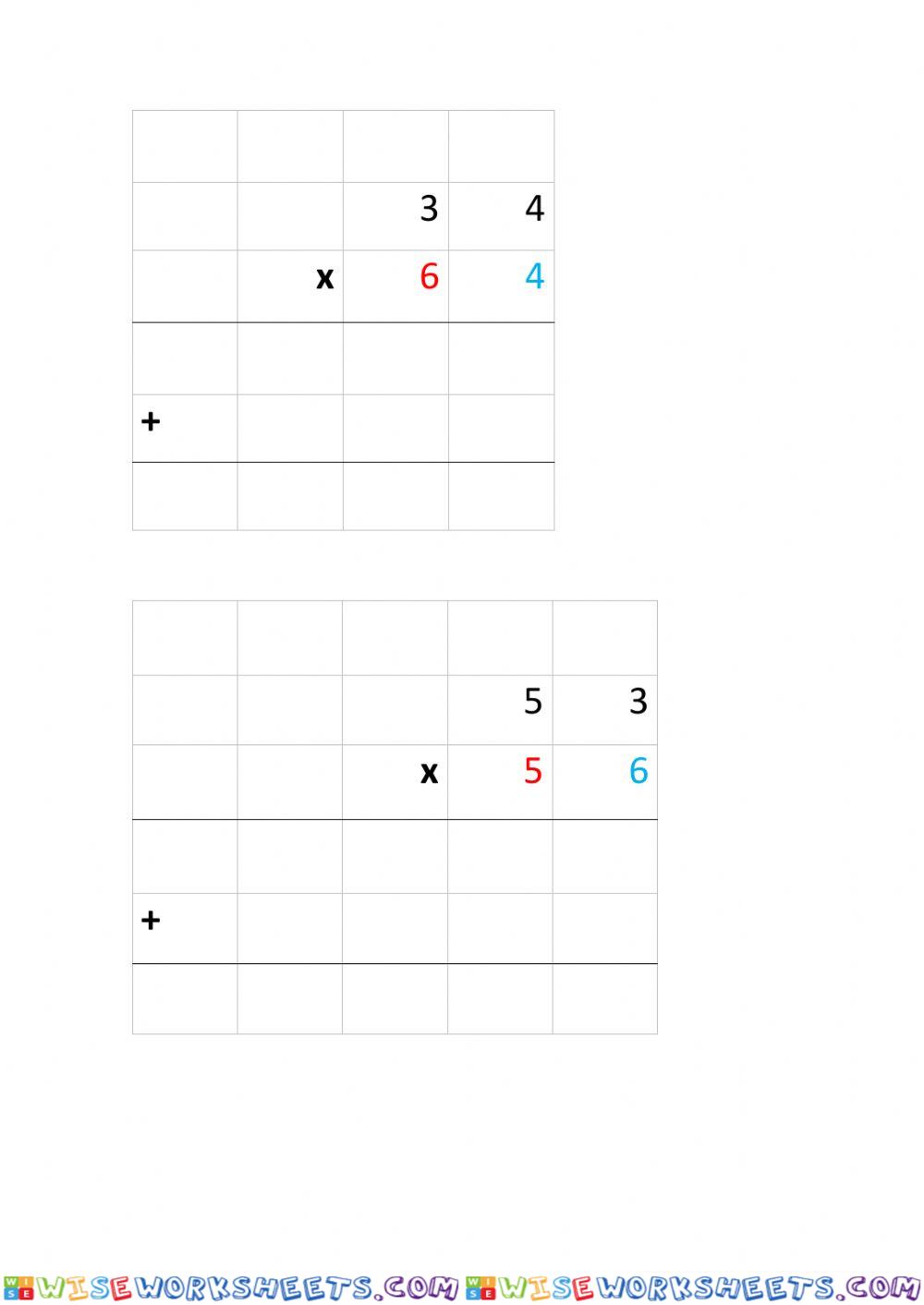 Multiplicación 2 cifras con llevada