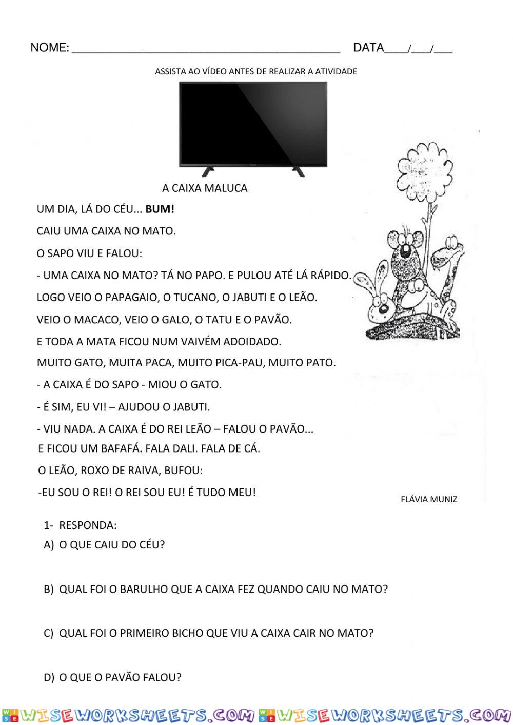 A  CAIXA MALUCA - LEITURA E INTERPRETAÇÃO