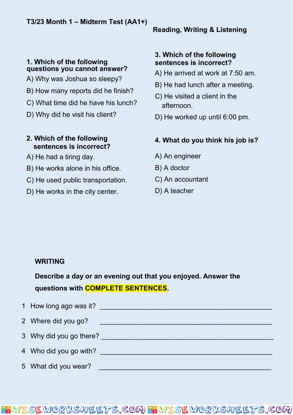 worksheet