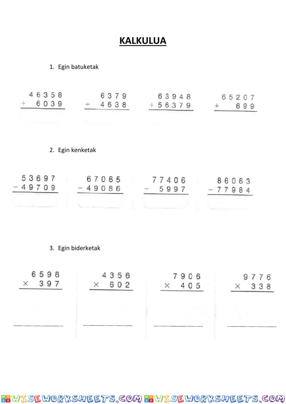 worksheet