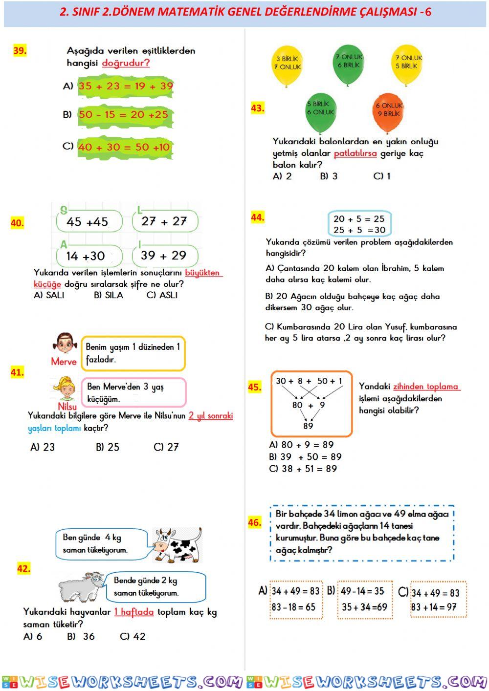 2. Sınıf Matematik Genel Tekrar-6