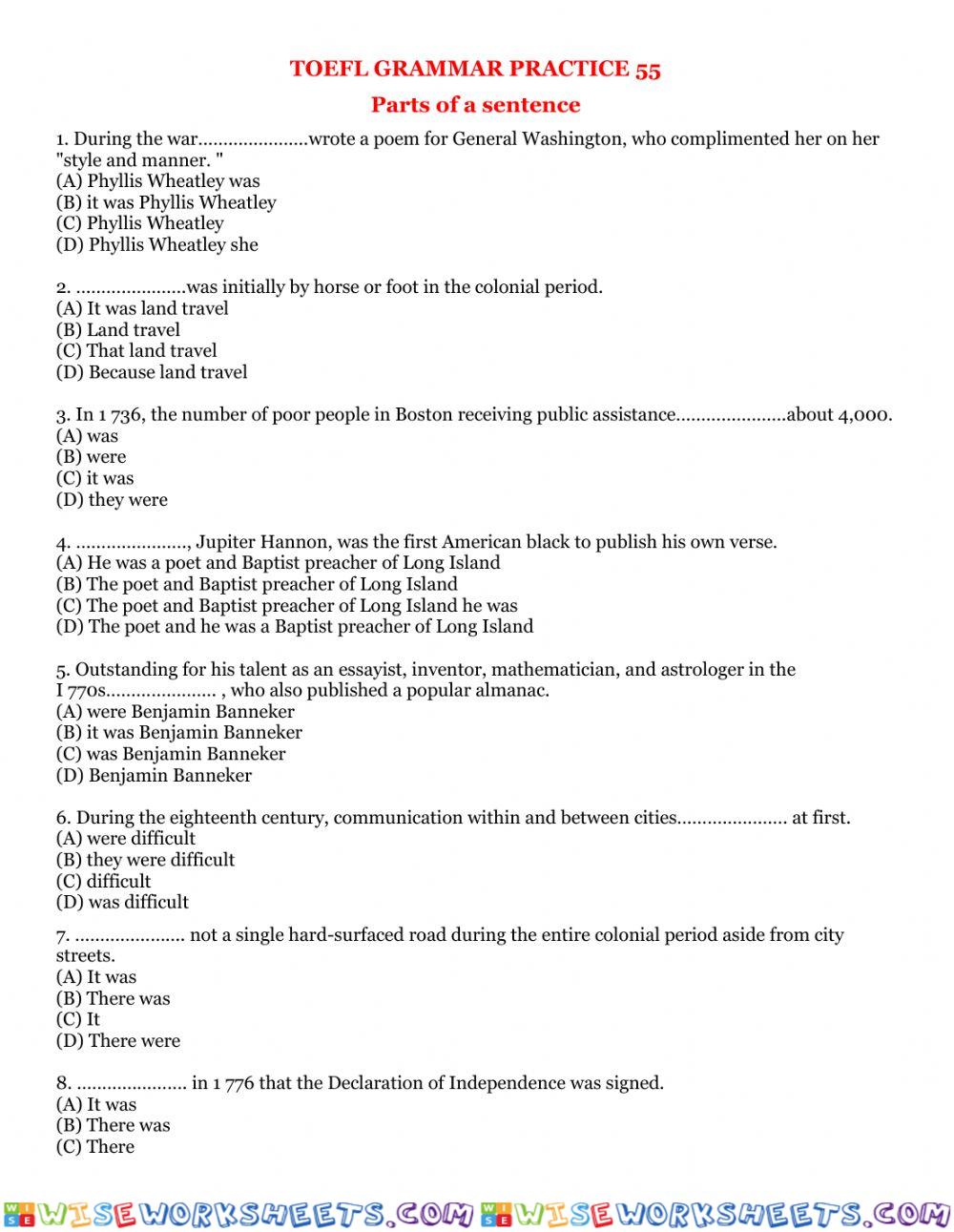 Toefl grammar practice 55