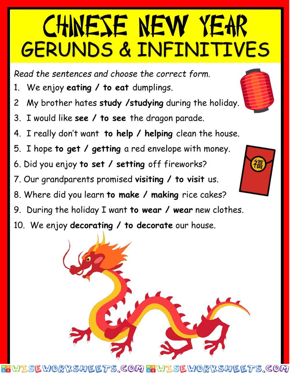 Gerunds & Infinitives Chinese New Year