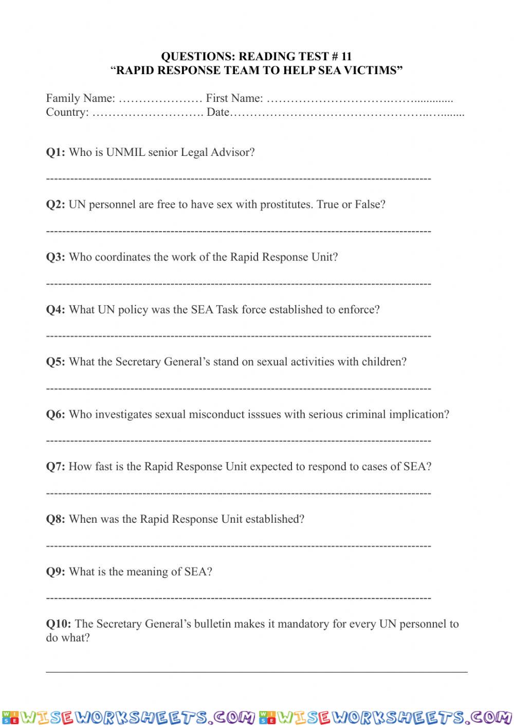 worksheet