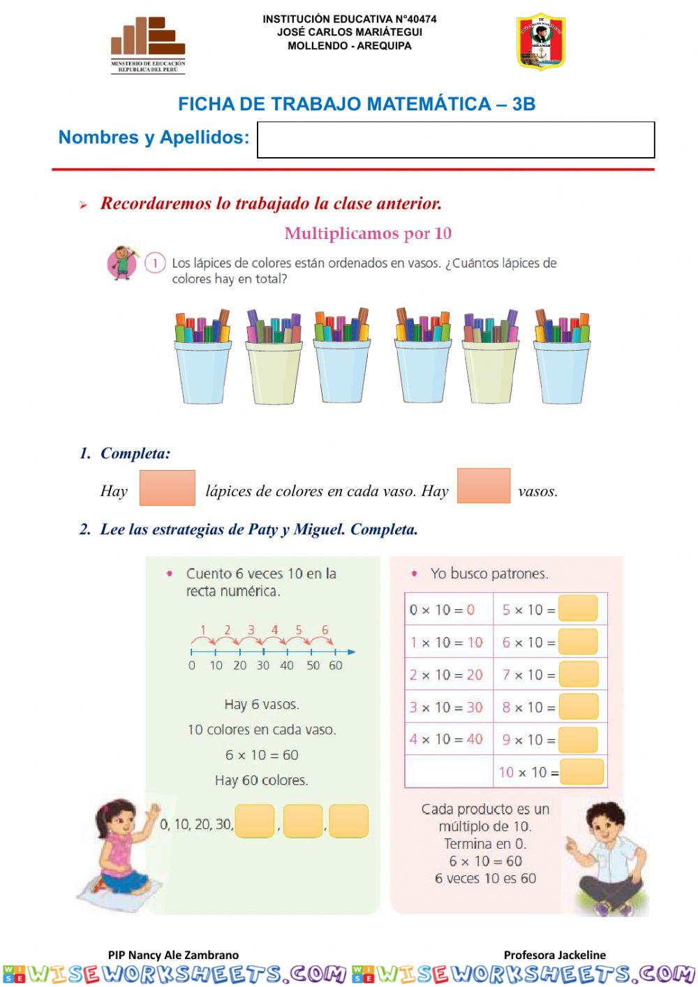 Tabla de Multiplicar del 10