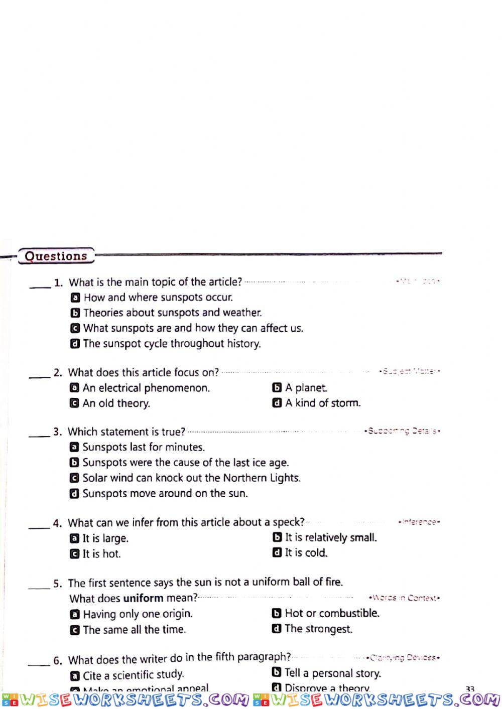 worksheet