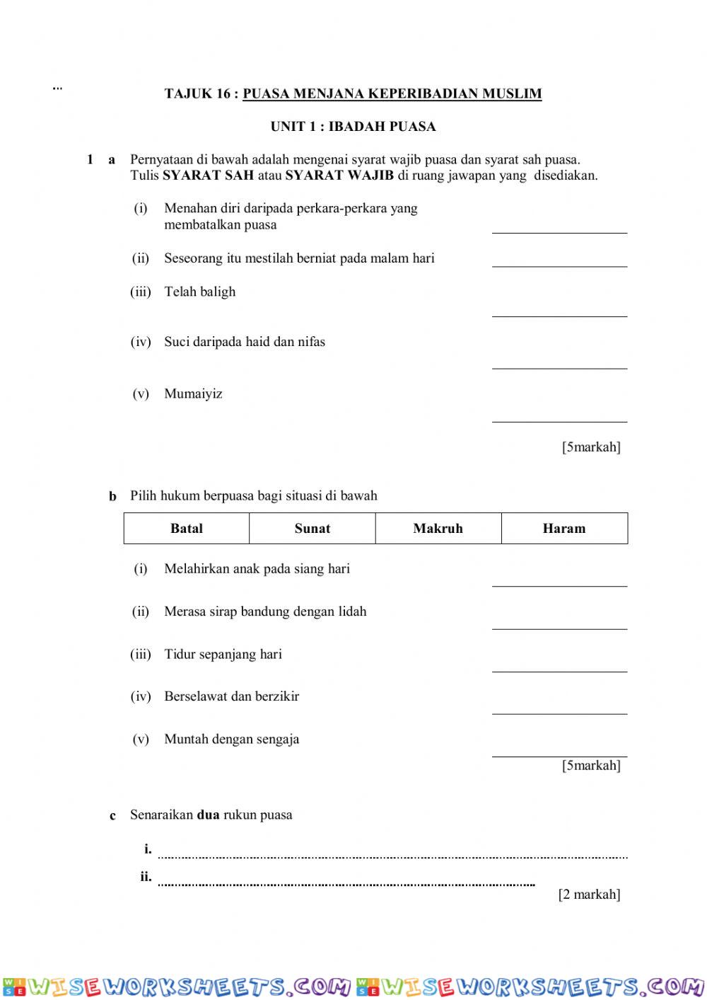 worksheet