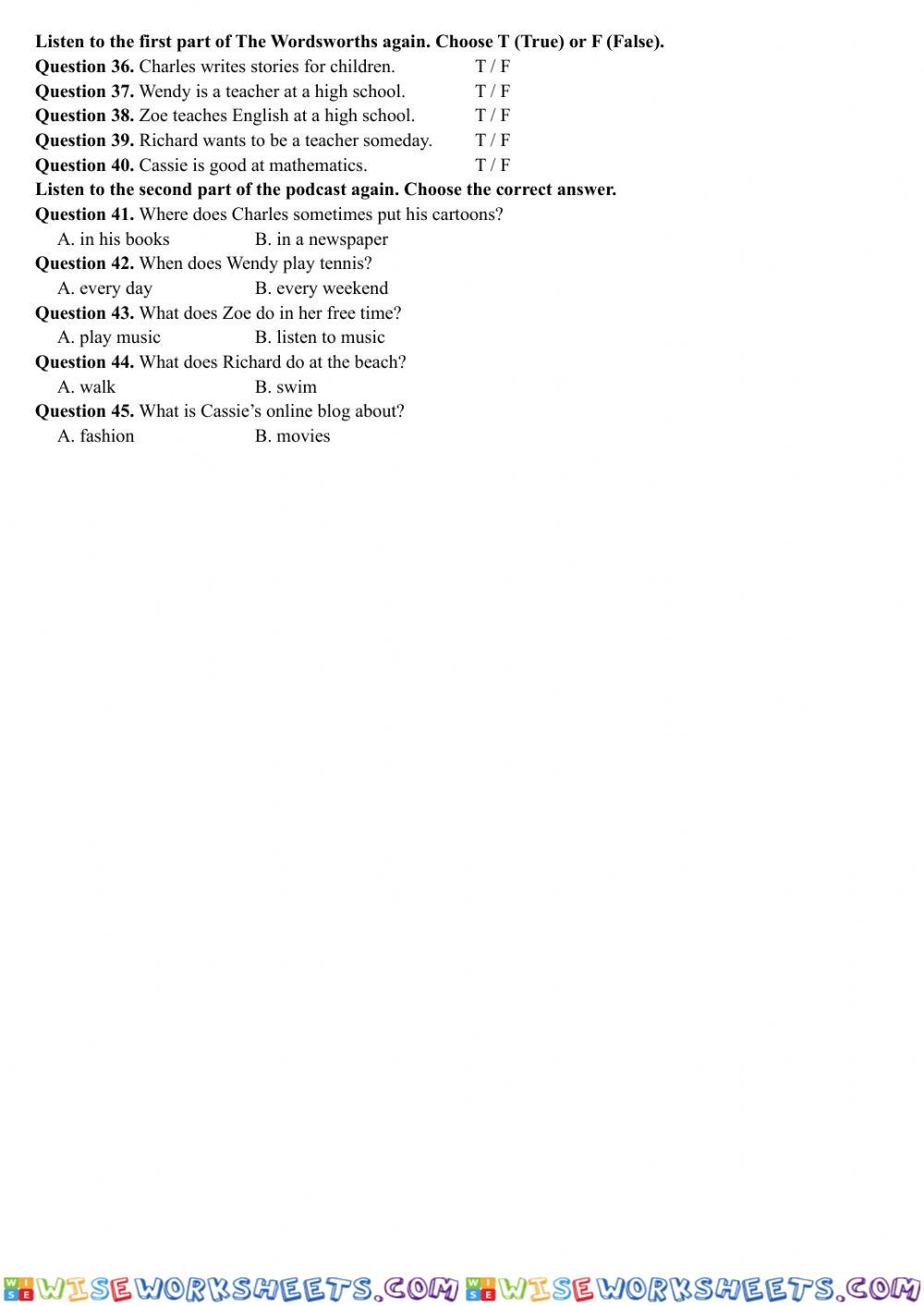 worksheet