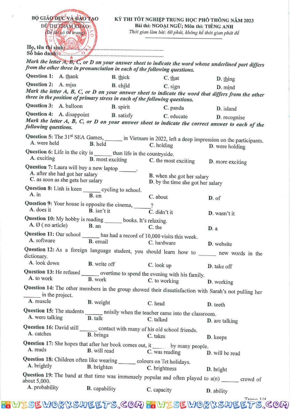 worksheet