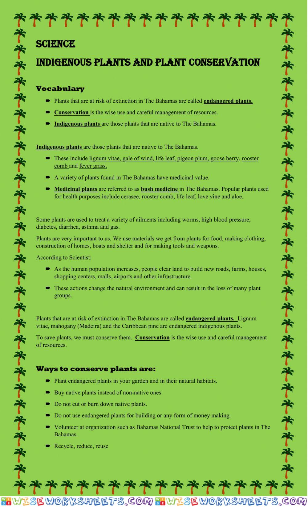 Indigenous Plants and Plant Conservation