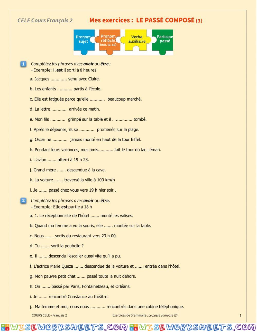 Mes Exercices Passe Composé 3